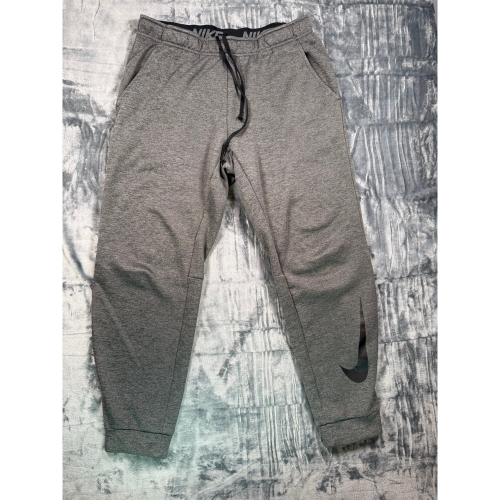 Nike Sweatpants Mens Large Gray Therma-FIT Tapered Joggers Swoosh Logo Athletic